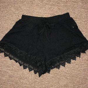 Black lace hemmed shorts